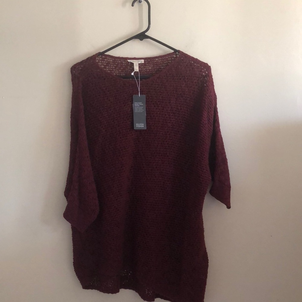 Georgeous Eileen Fisher burgundy knit sweater.